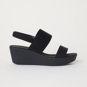 Black Wedge Heeled Sandals